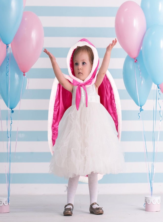 Unittype Fur Princess Hooded Cape Cloak Princess Costume Dress up for Girl Kid Toddler Winter Holiday Party Cosplay(3-4 Years,Rose Red) - Image 5